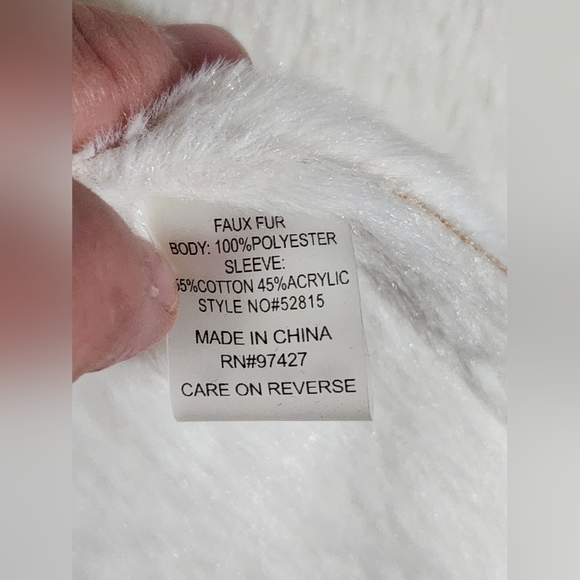 Gaby & Eden NWOT Women Ivory Faux Fur Jacket cardigan Size Large - Picture 14 of 14